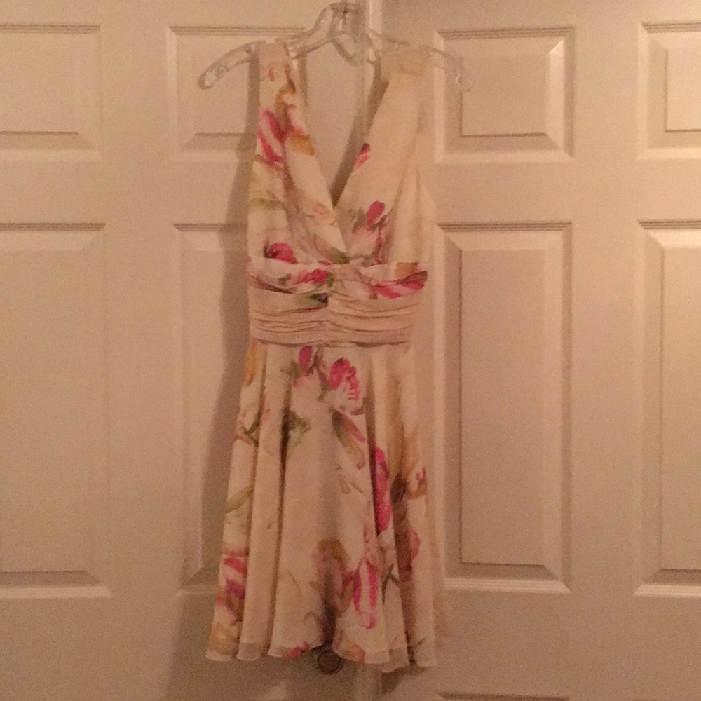 Floral Cream Halter Mini Dress